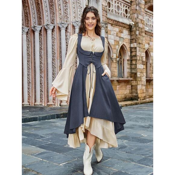 Scarlet Darkness Dresses & Skirts - Vintage High-Low Layered Dress in Cream and Charcoal